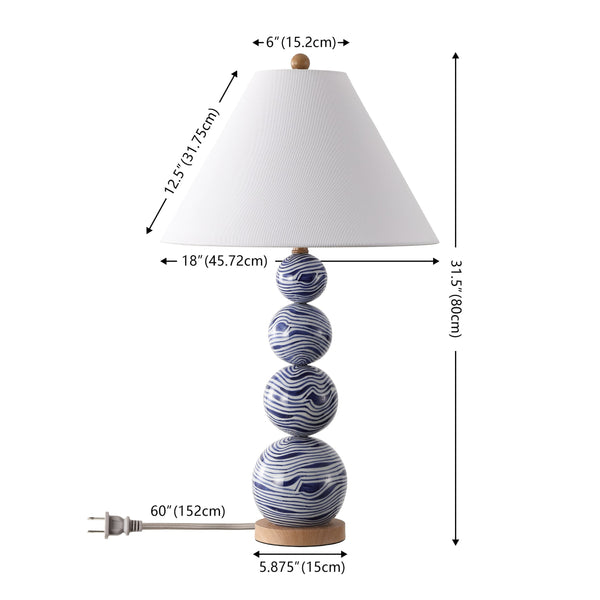 Safavieh Juniper, 27.25 Inch Ceramic Table Lamp In Chic White/Blue - Elegant Illumination For Any Space White ,Blue Ceramic Body ,Fabric Shade Tbl4658a