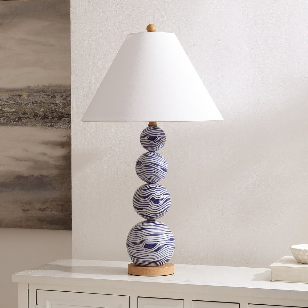 Safavieh Juniper, 27.25 Inch Ceramic Table Lamp In Chic White/Blue - Elegant Illumination For Any Space White ,Blue Ceramic Body ,Fabric Shade Tbl4658a