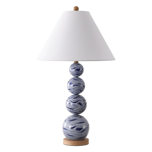 Safavieh Juniper, 27.25 Inch Ceramic Table Lamp In Chic White/Blue - Elegant Illumination For Any Space White ,Blue Ceramic Body ,Fabric Shade Tbl4658a