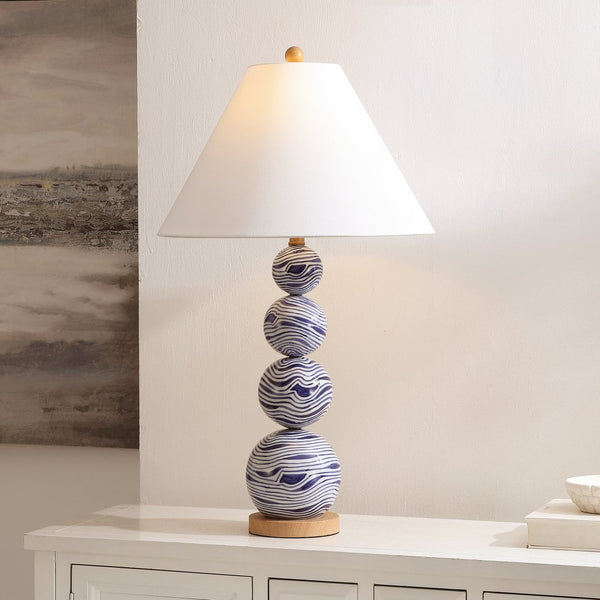 Safavieh Juniper, 27.25 Inch Ceramic Table Lamp In Chic White/Blue - Elegant Illumination For Any Space White ,Blue Ceramic Body ,Fabric Shade Tbl4658a