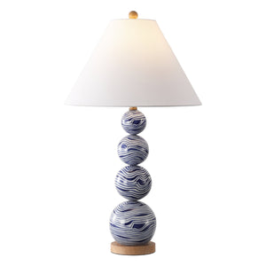 Safavieh Juniper, 27.25 Inch Ceramic Table Lamp In Chic White/Blue - Elegant Illumination For Any Space White ,Blue Ceramic Body ,Fabric Shade Tbl4658a