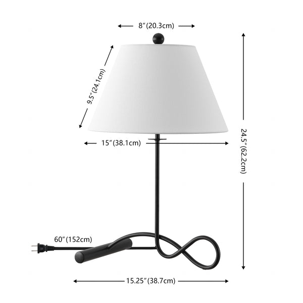 Safavieh Sami, Sculptural 24.5" Black Metal Table Lamp With Fabric Shade For Warm Ambient Light And Stability TBL4662A