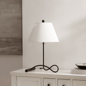 Safavieh Sami, Sculptural 24.5" Black Metal Table Lamp With Fabric Shade For Warm Ambient Light And Stability TBL4662A