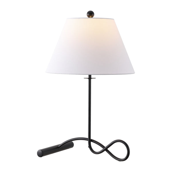 Safavieh Sami, Sculptural 24.5" Black Metal Table Lamp With Fabric Shade For Warm Ambient Light And Stability TBL4662A