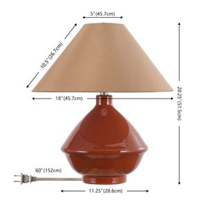 Safavieh Maisie, Elegant 20.25" Brown Glazed Ceramic Table Lamp With Fabric Shade For Cozy, Versatile Lighting TBL4665A