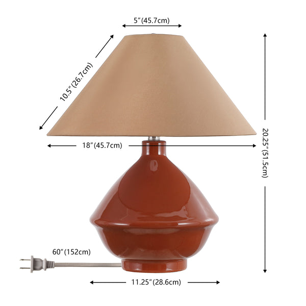 Safavieh Maisie, Elegant 20.25" Brown Glazed Ceramic Table Lamp With Fabric Shade For Cozy, Versatile Lighting TBL4665A
