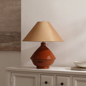 Safavieh Maisie, Elegant 20.25" Brown Glazed Ceramic Table Lamp With Fabric Shade For Cozy, Versatile Lighting TBL4665A