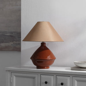 Safavieh Maisie, Elegant 20.25" Brown Glazed Ceramic Table Lamp With Fabric Shade For Cozy, Versatile Lighting TBL4665A