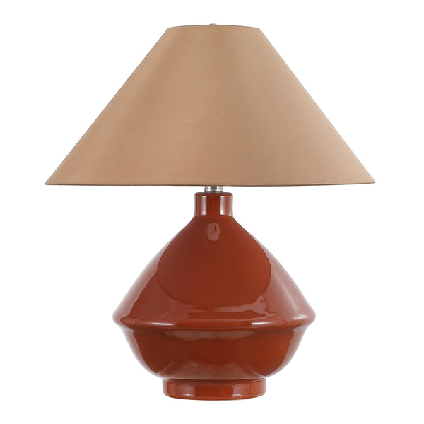 Safavieh Maisie, Elegant 20.25" Brown Glazed Ceramic Table Lamp With Fabric Shade For Cozy, Versatile Lighting TBL4665A