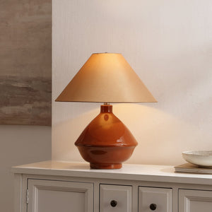 Safavieh Maisie, Elegant 20.25" Brown Glazed Ceramic Table Lamp With Fabric Shade For Cozy, Versatile Lighting TBL4665A