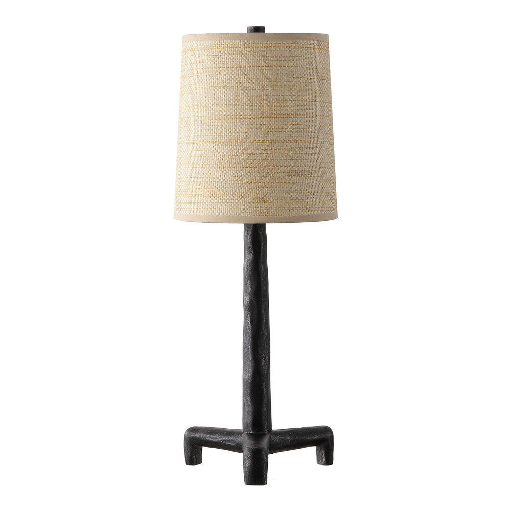 Safavieh Soline, Sculptural 24.25" Table Lamp With Black Resin Base And Woven Natural Rattan Shade For Cozy Rooms TBL4667A