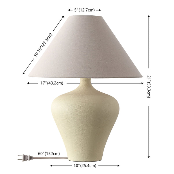 Safavieh Cassa, Sculptural 21" Beige Resin Table Lamp With Fabric Shade For Warm Ambient Lighting And Style TBL4668A