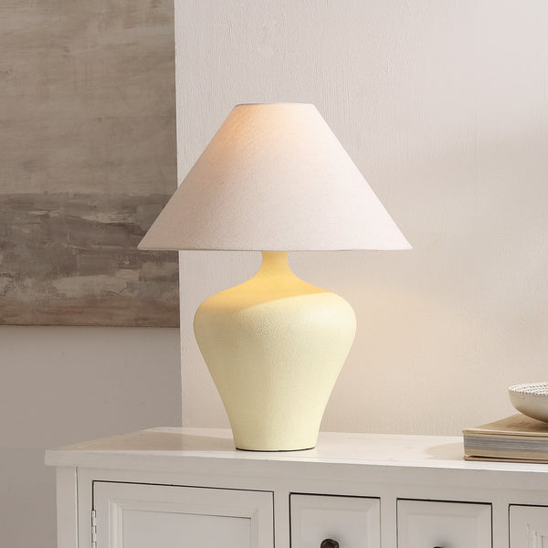 Safavieh Cassa, Sculptural 21" Beige Resin Table Lamp With Fabric Shade For Warm Ambient Lighting And Style TBL4668A