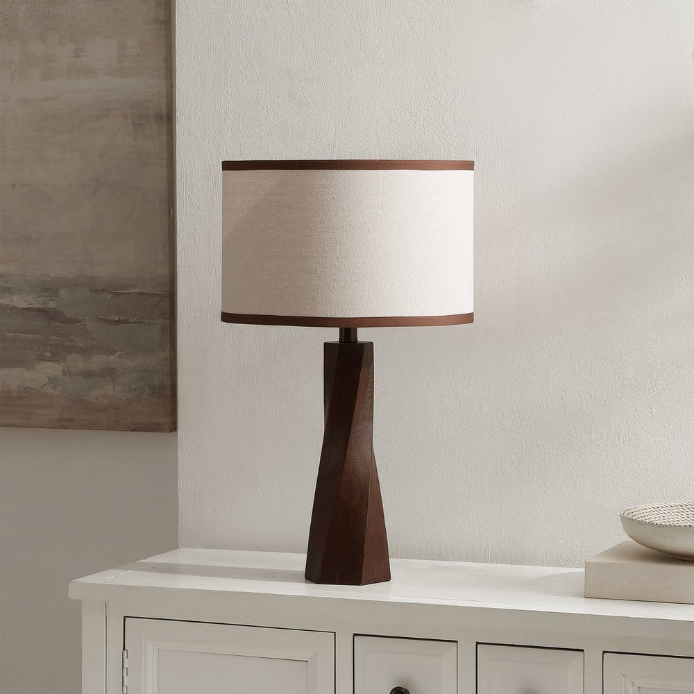 Safavieh Enza, Walnut Resin Table Lamp With Fabric Shade — 23.5" Ambient Light For Bedroom, Living Room Decor TBL4669A