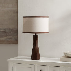 Safavieh Enza, Walnut Resin Table Lamp With Fabric Shade — 23.5" Ambient Light For Bedroom, Living Room Decor TBL4669A