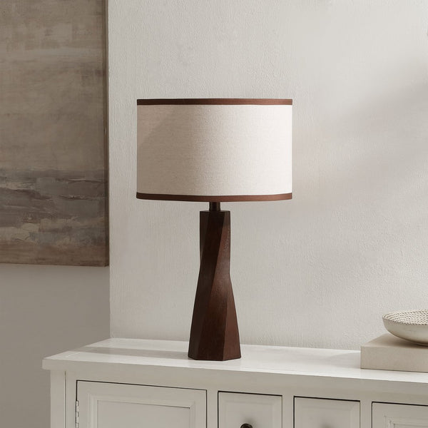 Safavieh Enza, Walnut Resin Table Lamp With Fabric Shade — 23.5" Ambient Light For Bedroom, Living Room Decor TBL4669A