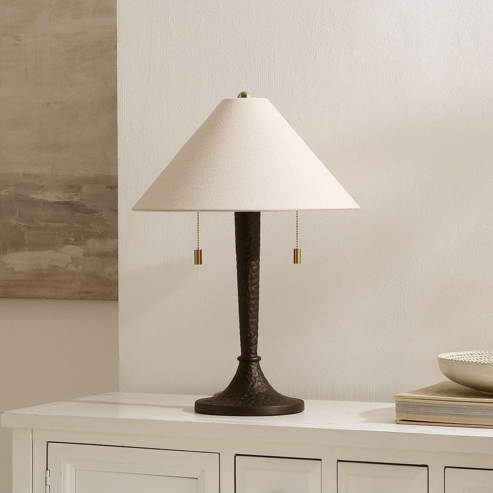 Safavieh Noelie, Elegant 21.75" Black Resin Table Lamp With Fabric Shade For Warm Ambient Light, Compact Design TBL4671A