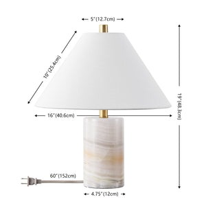 Safavieh Naelle, Elegant 19" White Marble Table Lamp With Gold Accents, Fabric Shade For Warm Ambient Light TBL4673A