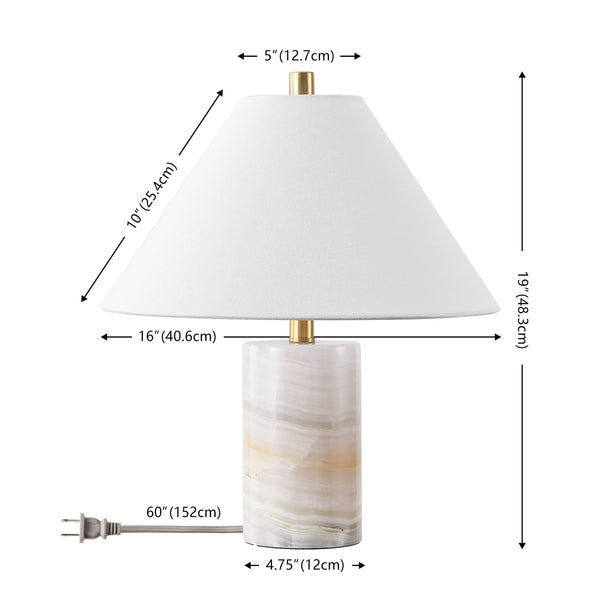 Safavieh Naelle, Elegant 19" White Marble Table Lamp With Gold Accents, Fabric Shade For Warm Ambient Light TBL4673A