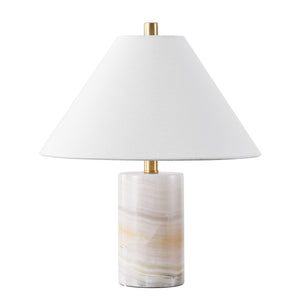 Safavieh Naelle, Elegant 19" White Marble Table Lamp With Gold Accents, Fabric Shade For Warm Ambient Light TBL4673A