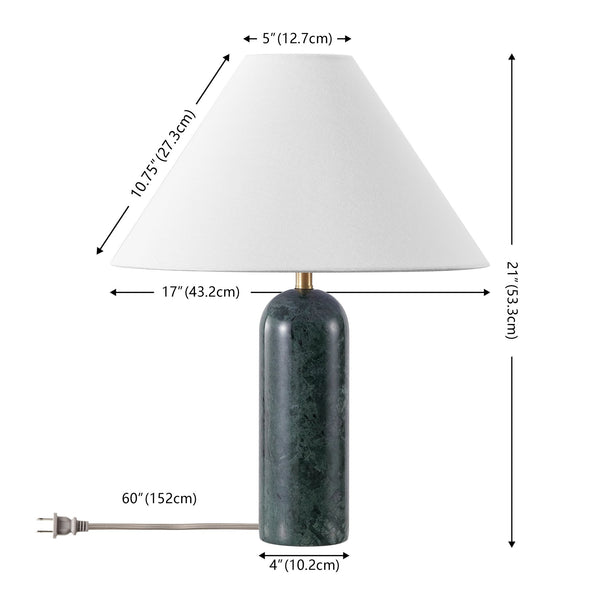 Safavieh Selah, Green Marble Table Lamp With Fabric Shade — 21" Ambient Lighting, Timeless Silhouette, Durable Base TBL4674A