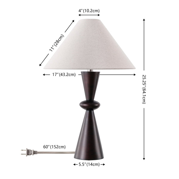 Safavieh Hailey, Dark Brown Resin Table Lamp With Fabric Shade — 25.25" Sculpted Accent Light For Bedroom TBL4675A
