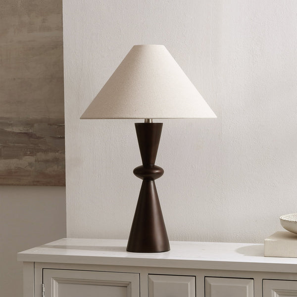 Safavieh Hailey, Dark Brown Resin Table Lamp With Fabric Shade — 25.25" Sculpted Accent Light For Bedroom TBL4675A