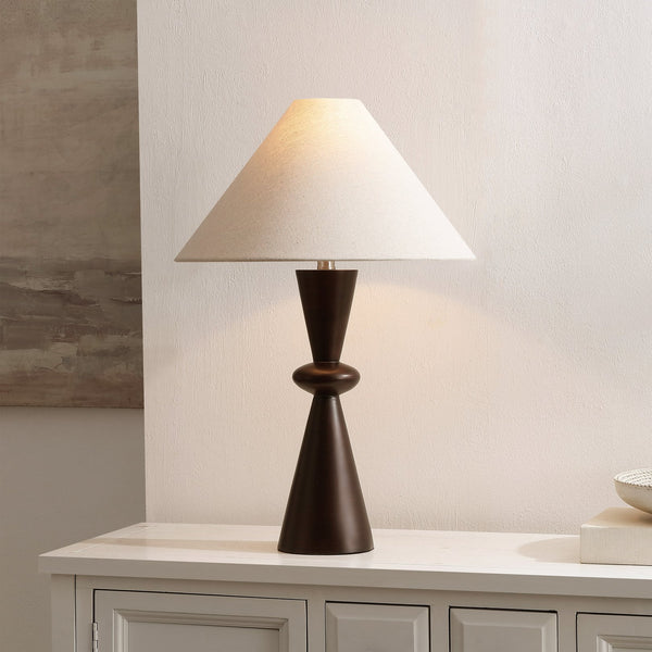 Safavieh Hailey, Dark Brown Resin Table Lamp With Fabric Shade — 25.25" Sculpted Accent Light For Bedroom TBL4675A