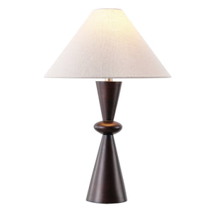 Safavieh Hailey, Dark Brown Resin Table Lamp With Fabric Shade — 25.25" Sculpted Accent Light For Bedroom TBL4675A