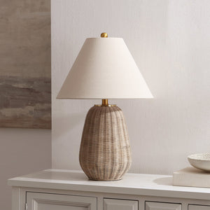 Safavieh Isaura, 24.75-Inch Light Grey Rattan Table Lamp With Neutral Fabric Shade For Warm Modern Boho Ambiance TBL4679A