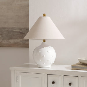 Safavieh Leanni, 22-Inches White Resin Table Lamp — Elegant Fabric Shade, Soft Ambient Light For Living Spaces TBL4680A