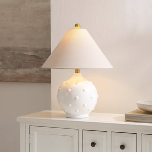 Safavieh Leanni, 22-Inches White Resin Table Lamp — Elegant Fabric Shade, Soft Ambient Light For Living Spaces TBL4680A