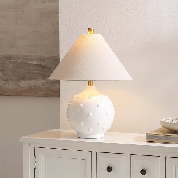 Safavieh Leanni, 22-Inches White Resin Table Lamp — Elegant Fabric Shade, Soft Ambient Light For Living Spaces TBL4680A
