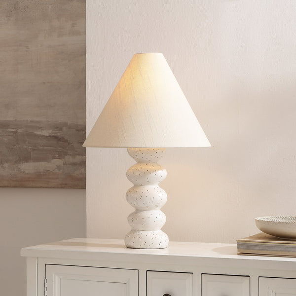 Safavieh Luana, 24-Inches White Resin Table Lamp With Fabric Shade — Coastal Minimalist Ambient Lighting For Home TBL4681A