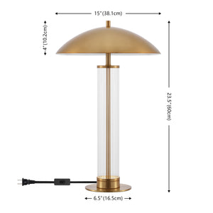 Safavieh Tylar, 23.5-Inches Brass & Clear Glass Table Lamp — Compact Elegant Ambient Lighting For Nightstand TBL4682A