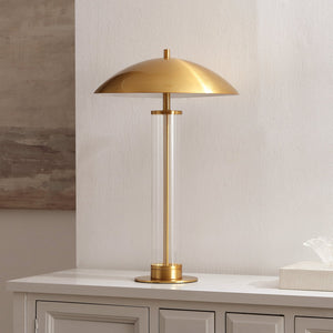 Safavieh Tylar, 23.5-Inches Brass & Clear Glass Table Lamp — Compact Elegant Ambient Lighting For Nightstand TBL4682A