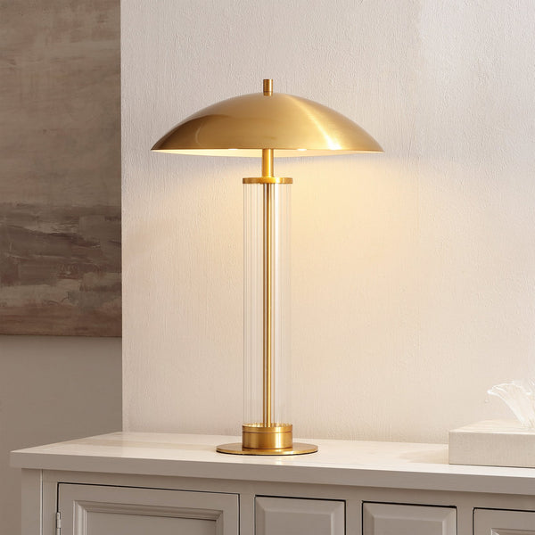 Safavieh Tylar, 23.5-Inches Brass & Clear Glass Table Lamp — Compact Elegant Ambient Lighting For Nightstand TBL4682A