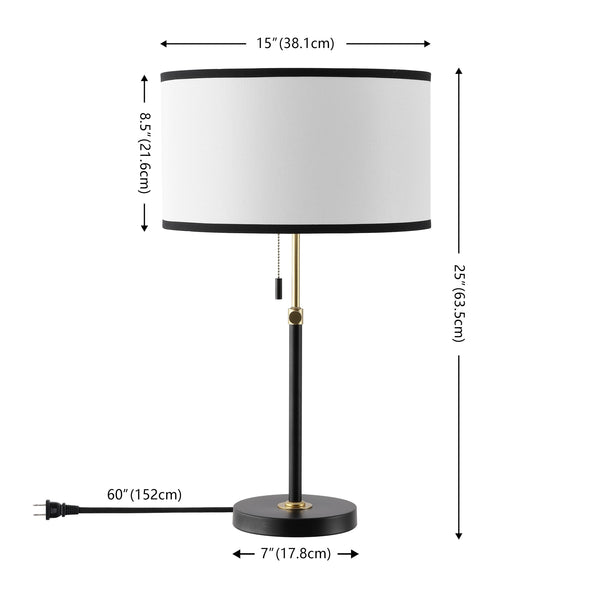 Safavieh Tegan, 25-Inch Black & Brass Metal Table Lamp With Fabric Shade — Modern Accent Lighting For Rooms TBL4683A