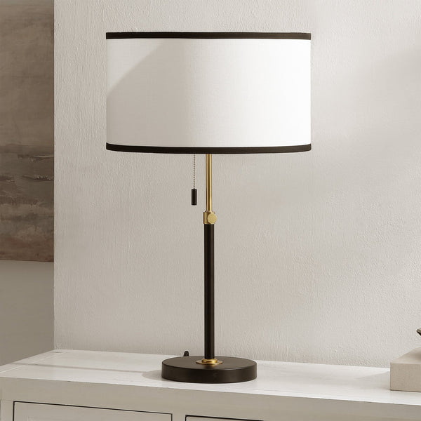 Safavieh Tegan, 25-Inch Black & Brass Metal Table Lamp With Fabric Shade — Modern Accent Lighting For Rooms TBL4683A