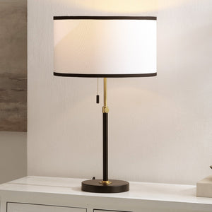 Safavieh Tegan, 25-Inch Black & Brass Metal Table Lamp With Fabric Shade — Modern Accent Lighting For Rooms TBL4683A