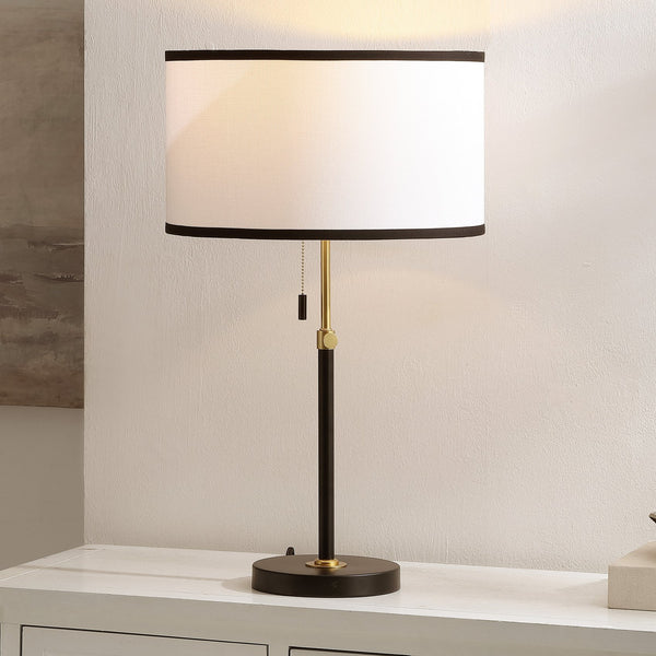 Safavieh Tegan, 25-Inch Black & Brass Metal Table Lamp With Fabric Shade — Modern Accent Lighting For Rooms TBL4683A