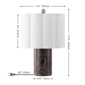 Safavieh Rosalie, Dark Brown Marble Table Lamp With Fabric Shade — 17.5" Compact Elegant Ambient Lighting TBL4684A