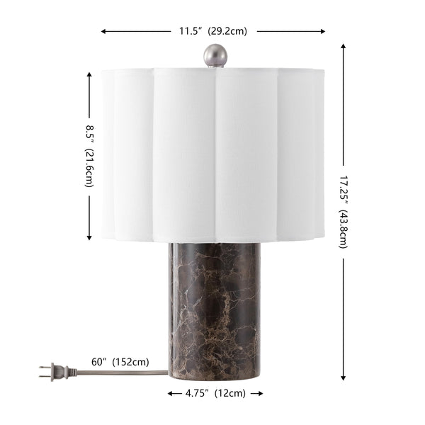 Safavieh Rosalie, Dark Brown Marble Table Lamp With Fabric Shade — 17.5" Compact Elegant Ambient Lighting TBL4684A