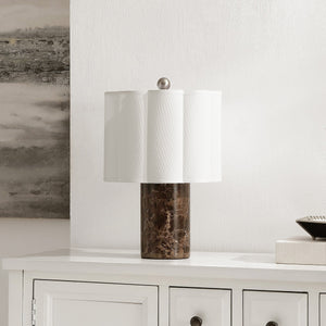 Safavieh Rosalie, Dark Brown Marble Table Lamp With Fabric Shade — 17.5" Compact Elegant Ambient Lighting TBL4684A
