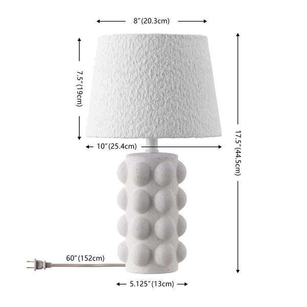 Safavieh Milou, Compact 17.5" White Ceramic Table Lamp With Fabric Shade — Soft Ambient Light For Small Spaces TBL4685A