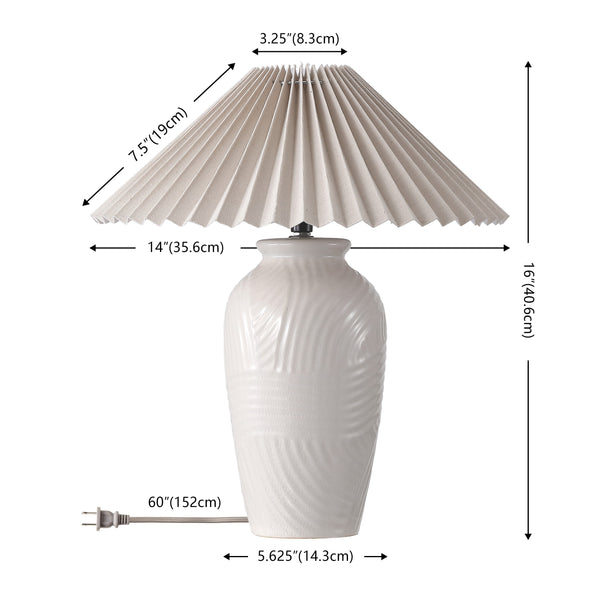 Safavieh Amelia, 16.5" White Ceramic Table Lamp With Fabric Shade — Timeless Minimalist Accent For Nightstand/Desktop (E26) TBL4687A