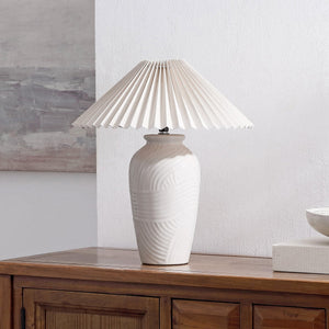 Safavieh Amelia, 16.5" White Ceramic Table Lamp With Fabric Shade — Timeless Minimalist Accent For Nightstand/Desktop (E26) TBL4687A
