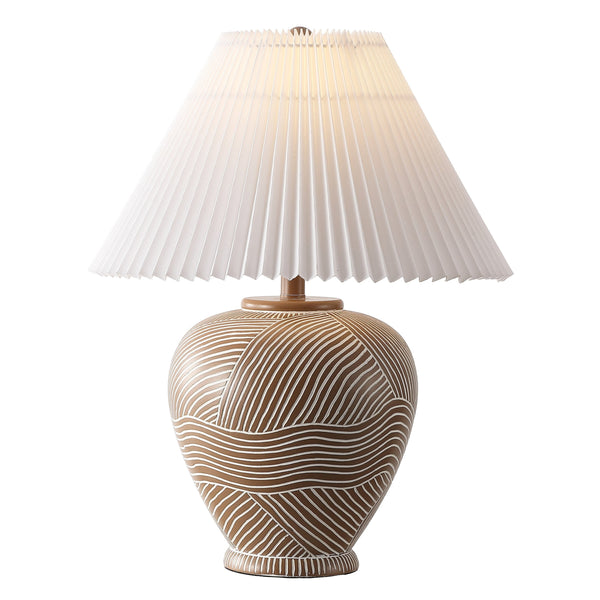 Safavieh Claude, 22-Inch Brown Resin Table Lamp With Fabric Shade — Warm Ambient Lighting For Home & Office TBL4688A