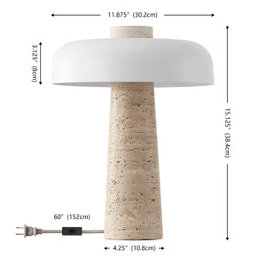 Safavieh Lela, Sculptural 15" Cave Stone Table Lamp With Iron Shade—Natural/Off-White Textured Ambient Glow TBL4689A