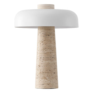 Safavieh Lela, Sculptural 15" Cave Stone Table Lamp With Iron Shade—Natural/Off-White Textured Ambient Glow TBL4689A